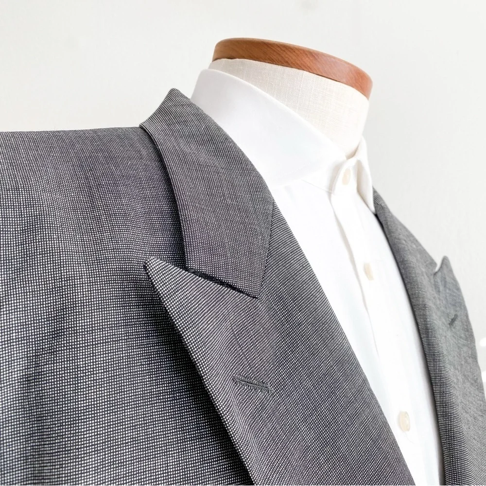 Burberry Vtg Double Breasted Wool Blazer Sport Coat Jacket Peak Lapel Gray 48L